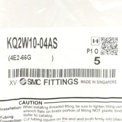 New Lot of 5 SMC KQ2W10-04AS One Touch Elbow Fitting 10mm Tube to Rc1/2 Male, 1.0MPa