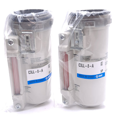 New – Open box Lot of 2 SMC C3LL-8-A Bowl Assembly, 1.0MPa, For Use With SMC AL30-A Lubricator