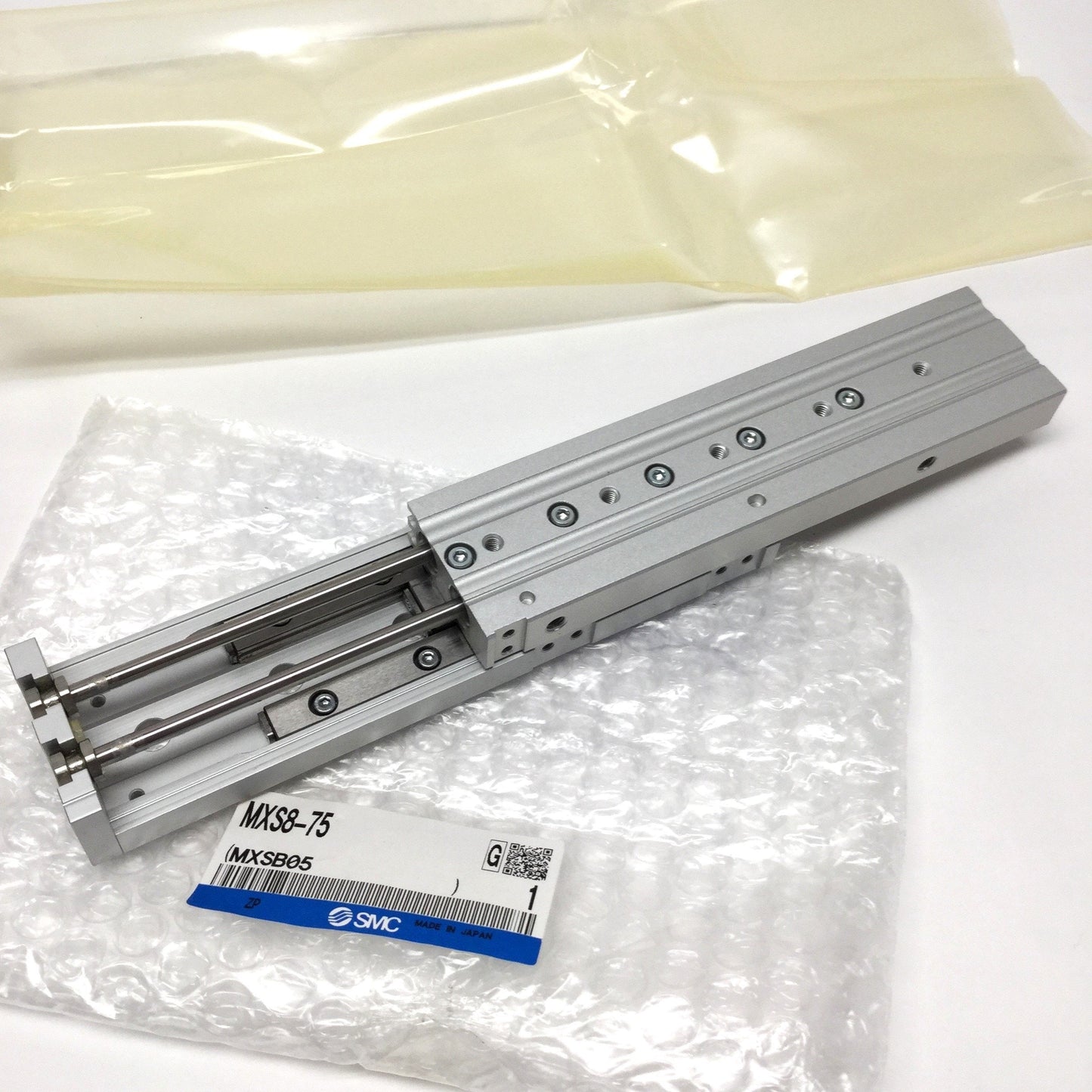 New SMC MXS8-75 Air Slide Table Guided Dual Rod Cylinder, 8mm Bore, 75mm Stroke