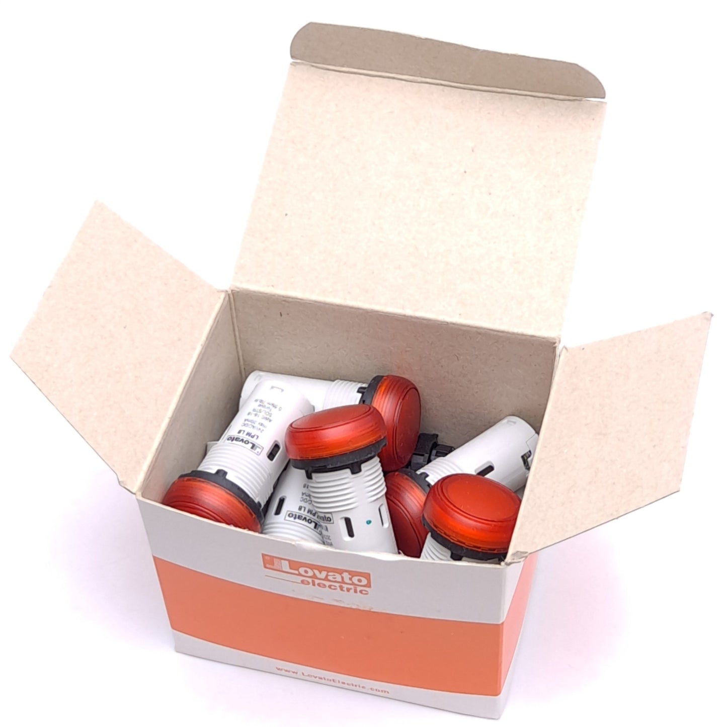 New Lot of 10 Lovato Electric LPMLB4 LED Pilot Light, Steady Red, ø22mm, 24VAC/DC