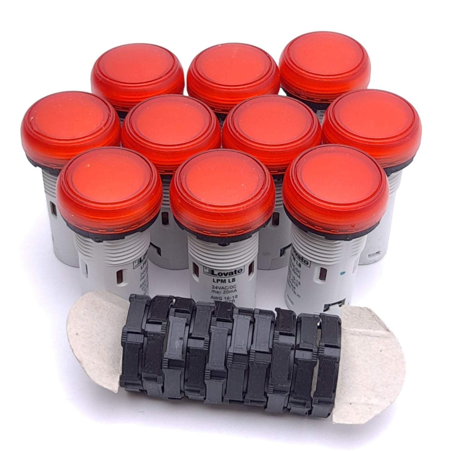 New Lot of 10 Lovato Electric LPMLB4 LED Pilot Light, Steady Red, ø22mm, 24VAC/DC