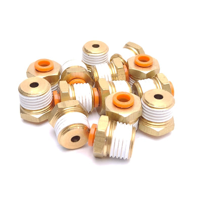 New – Open box Lot of 14 SMC KQ2H05-02AS One-Touch Fitting, Rc1/4 Port, ø3/16in Tube OD, Brass