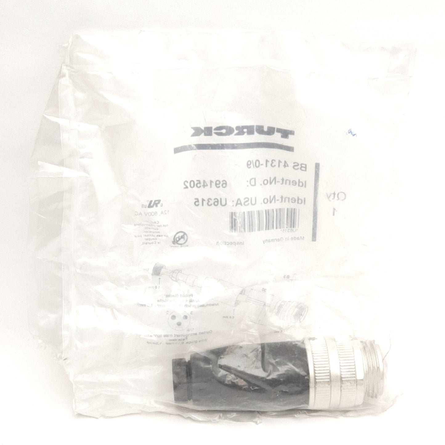 New Turck BS 4131-0/9 Field Wireable Connector 7/8" 3-Pin Male, 600VAC 12A