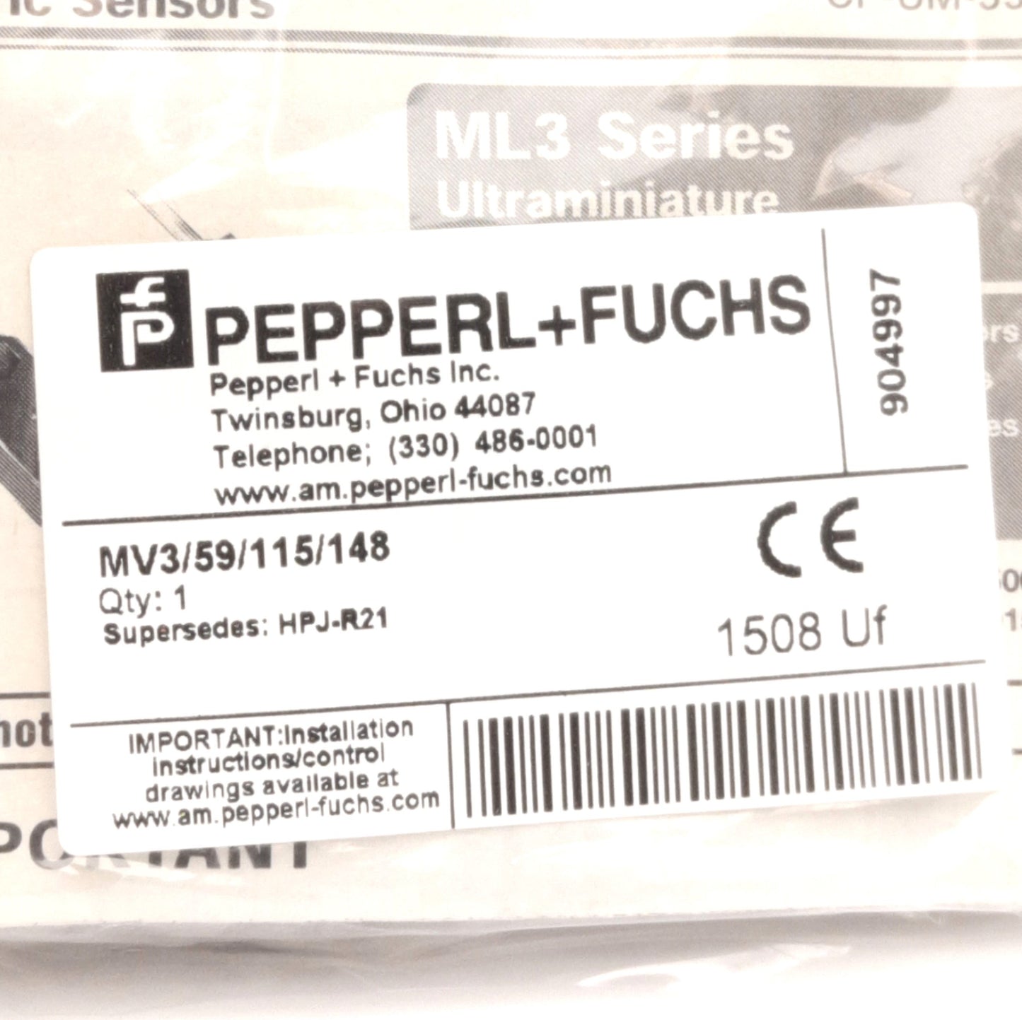 New Pepperl+Fuchs MV3/59/115/148 Thru Beam Sensor Receiver 1.5m Range, 10.8-26.4VDC