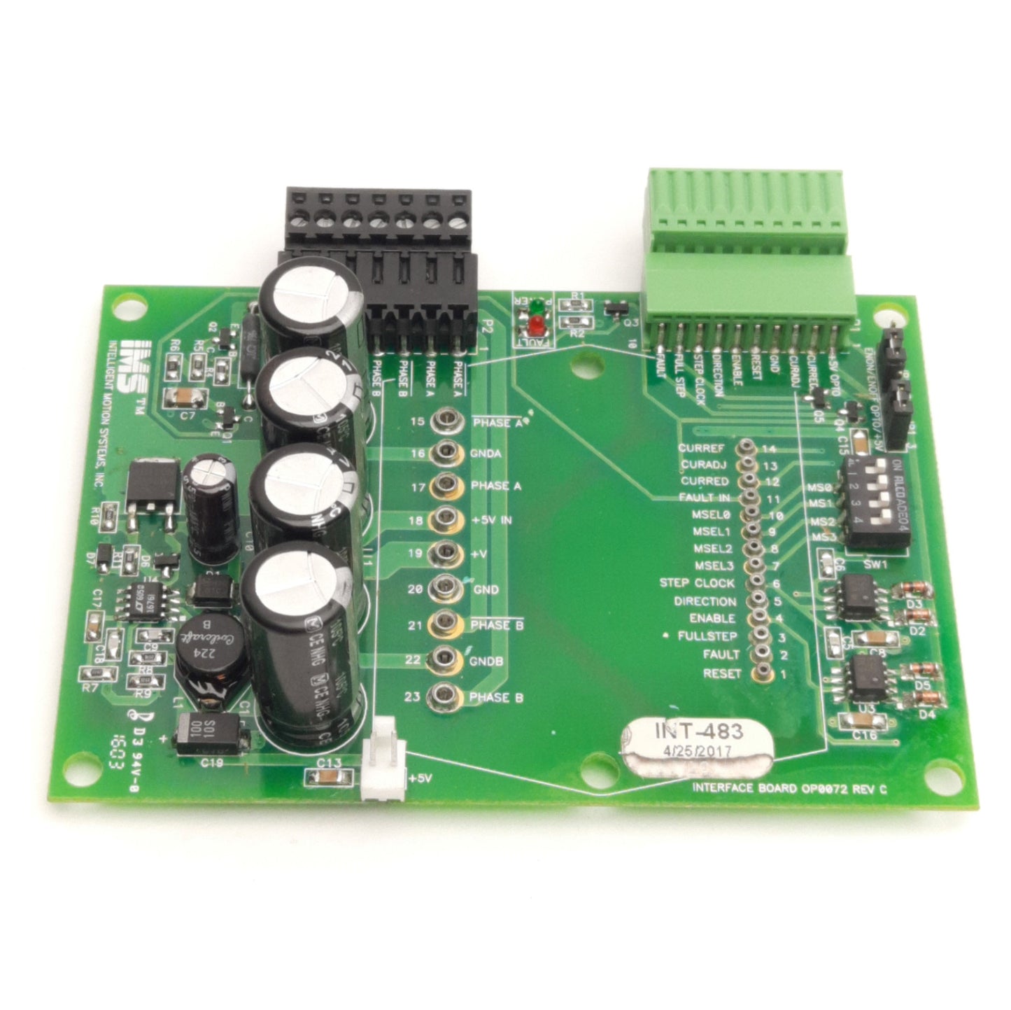 Used IMS INT-483H/805H Microstepping Driver Interface Board 75VDC 5A Max