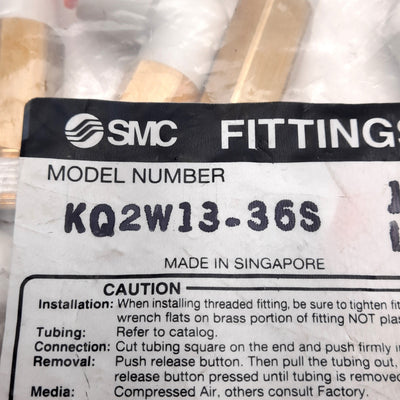New Lot of 10 SMC KQ2W13-36S Elbow Fitting, ø1/2in One-Touch to Brass 3/8in NPT Male
