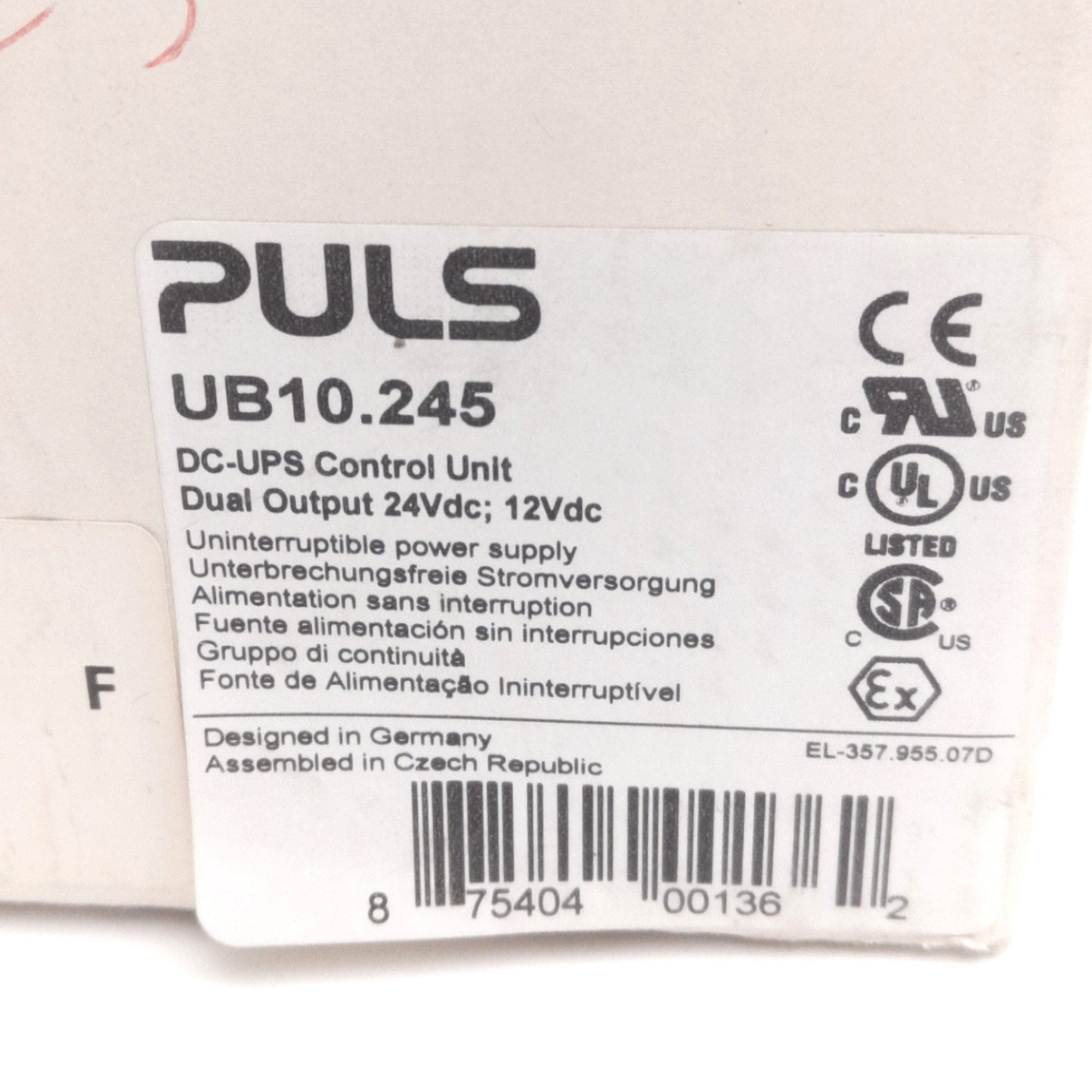 New PULS UB10.245 DC-UPS Control Unit, 24V DC Supply, 12V & 24V DC Output 240W