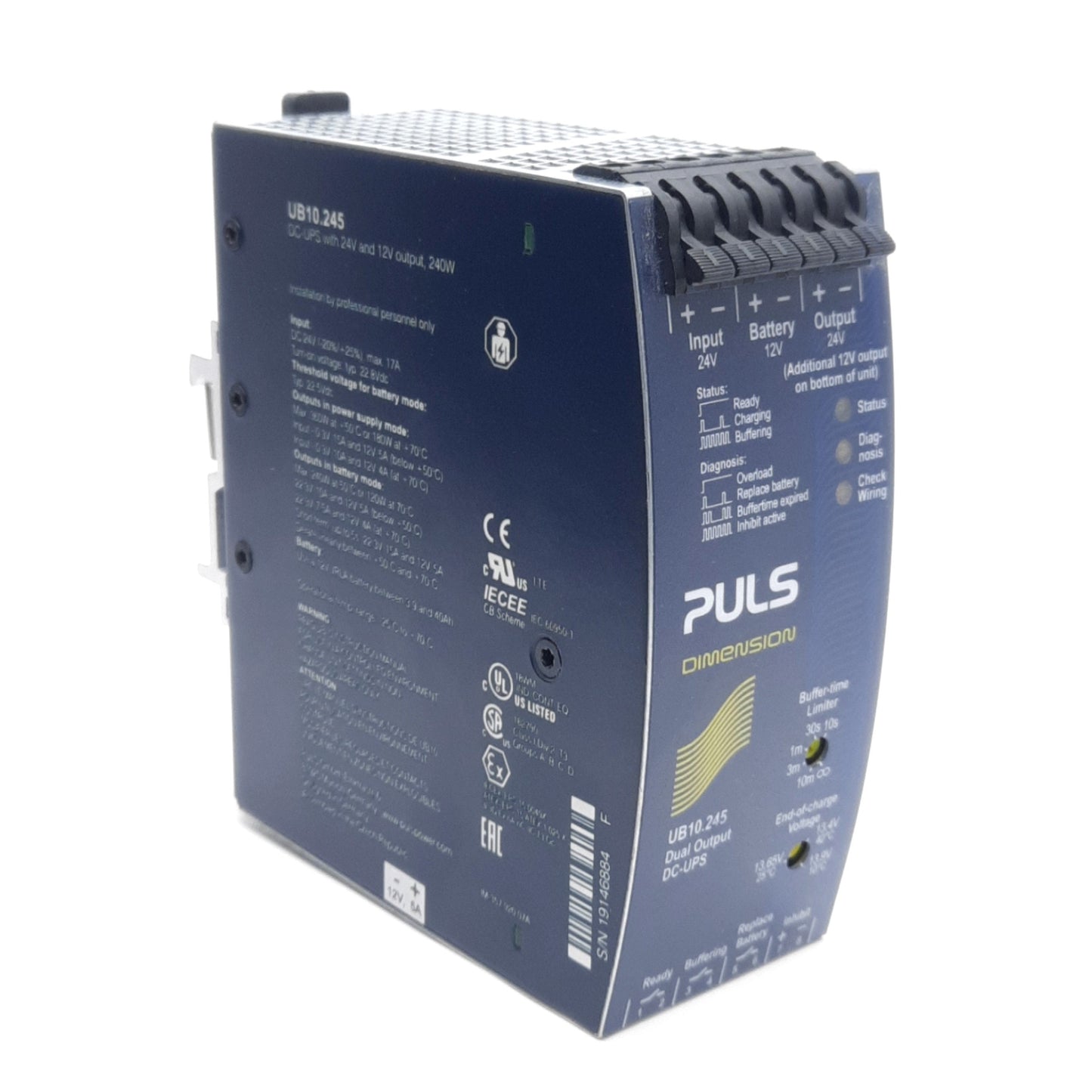 New PULS UB10.245 DC-UPS Control Unit, 24V DC Supply, 12V & 24V DC Output 240W