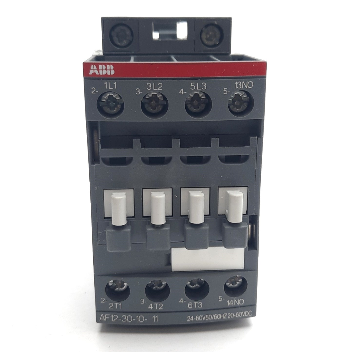 New – Open box ABB AF12-30-10-11 Contactor 600 VAC, 28A, N.O. Aux, DIN Rail, 60V Coil