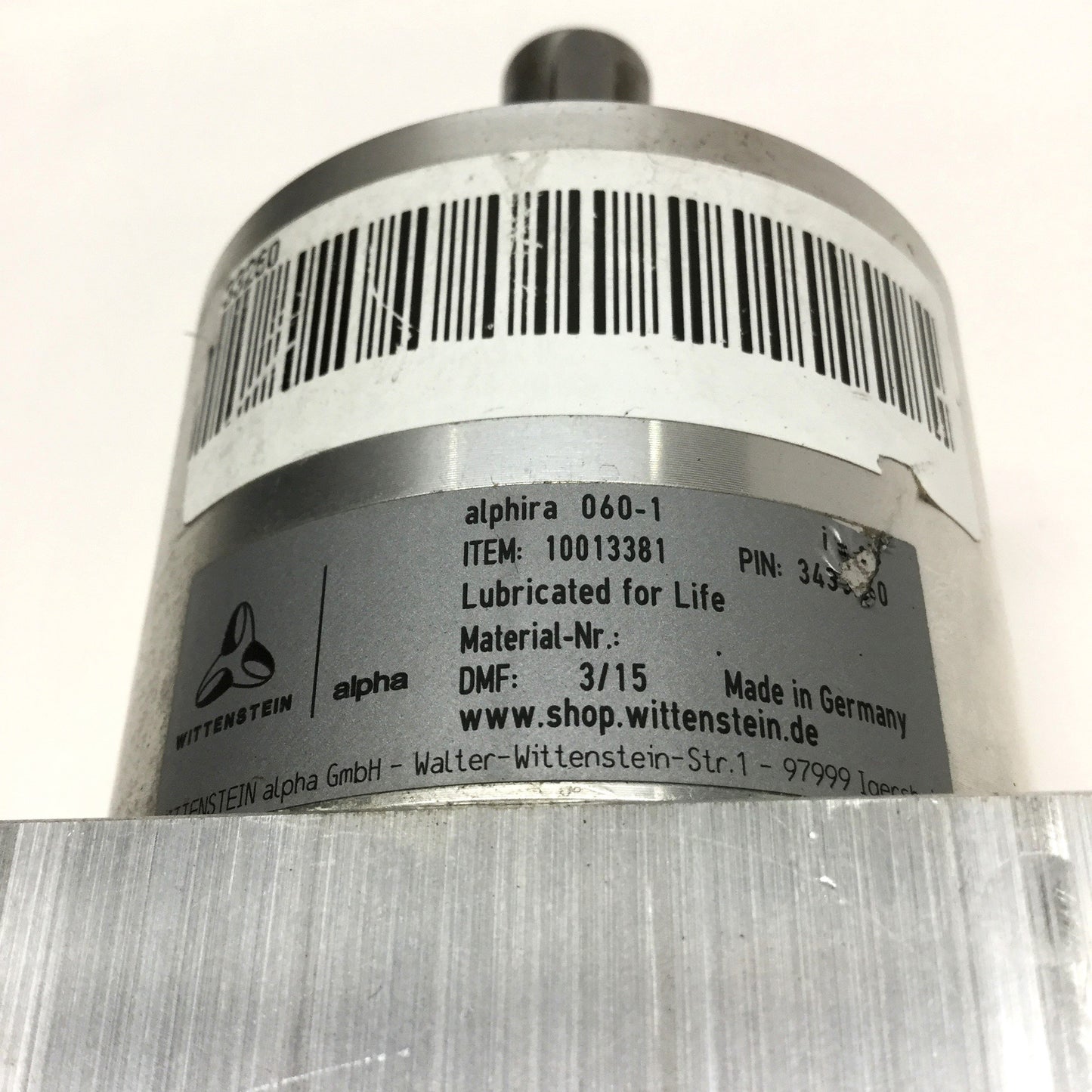 Used Wittenstein Alphira 060-1 Planetary Gear Head, 10:1 Ratio, 14mm Shaft, 60mm