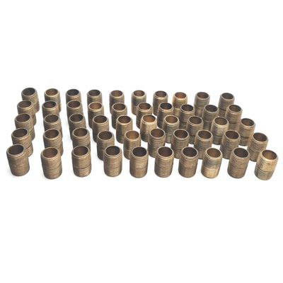New – Open box Lot of 50 Midland Metal 28133 Yellow Brass Nipple 3/8" NPT Male, 1" Long