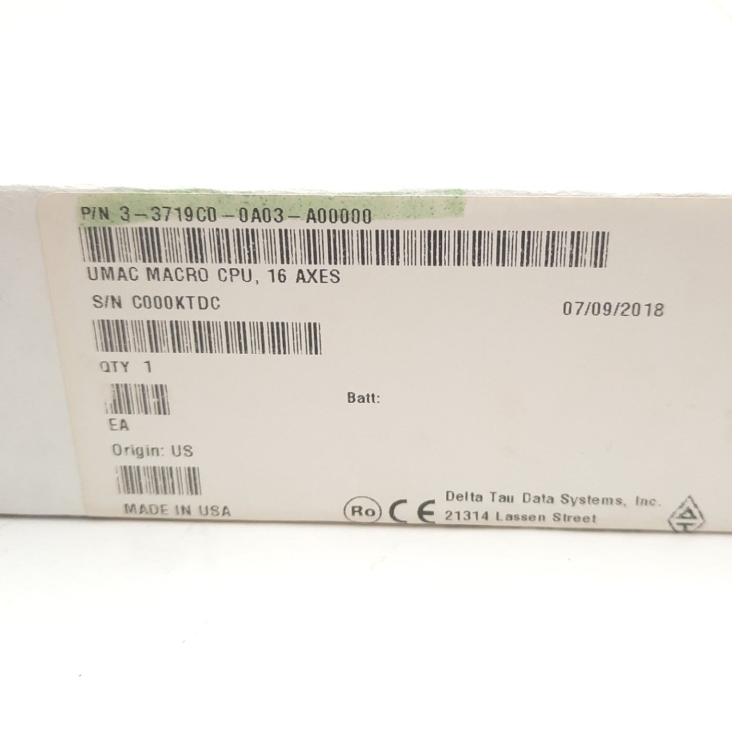 New Delta Tau 603719-107 3-3719C0-0A03-A00000 UMAC Macro CPU, 16 Axes