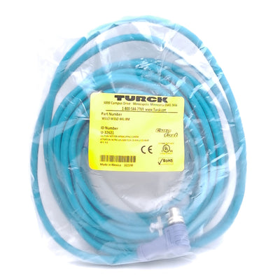 New Turck WSSD WSSD 441-8M U-32621 Cable, 2x Right Angle M12 4-Pin Male, 8m Length