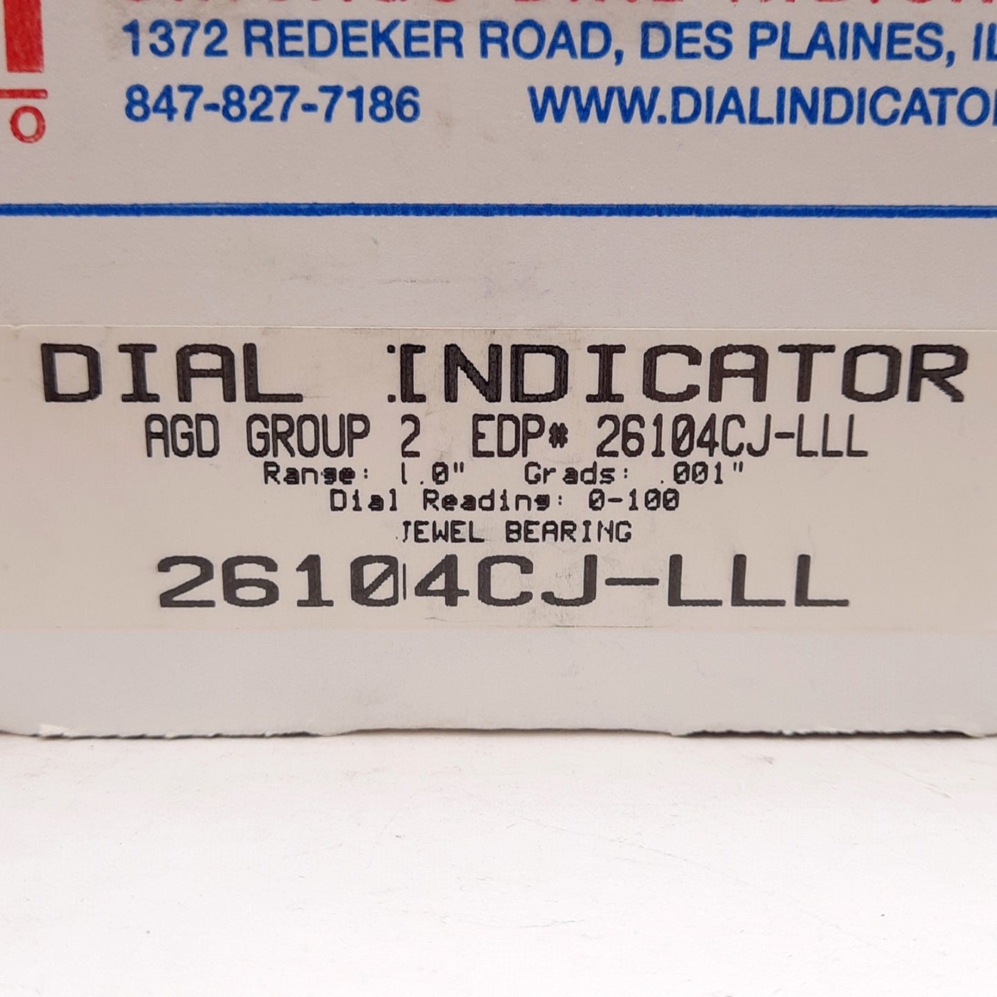 New CDI 26104CJ-LLL Mechanical Dial Indicator 0-1in, 0.001in Graduation, AGD Group 2