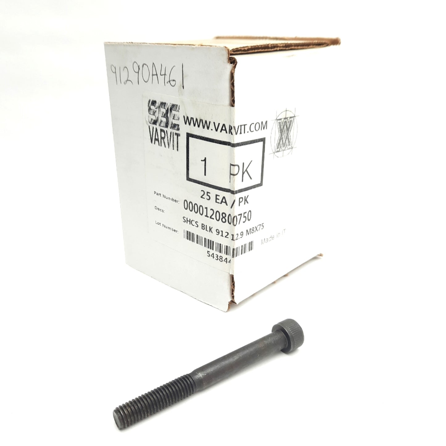 New Lot of 25 Varvit SBE 0000120800750 Socket Head Capped Screws BLK 912 12.9 M8x75