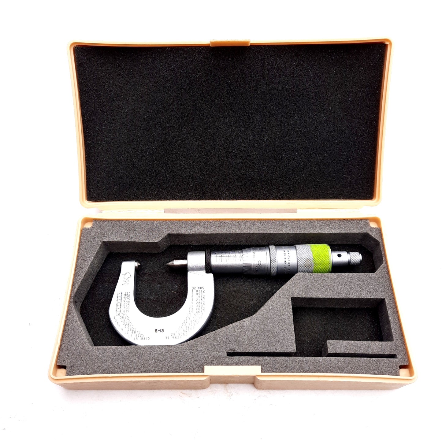 Used Scherr-Tumico 08-8053-04 Screw Thread Micrometer 0-1in 0.001 Graduation 8-13 TPI