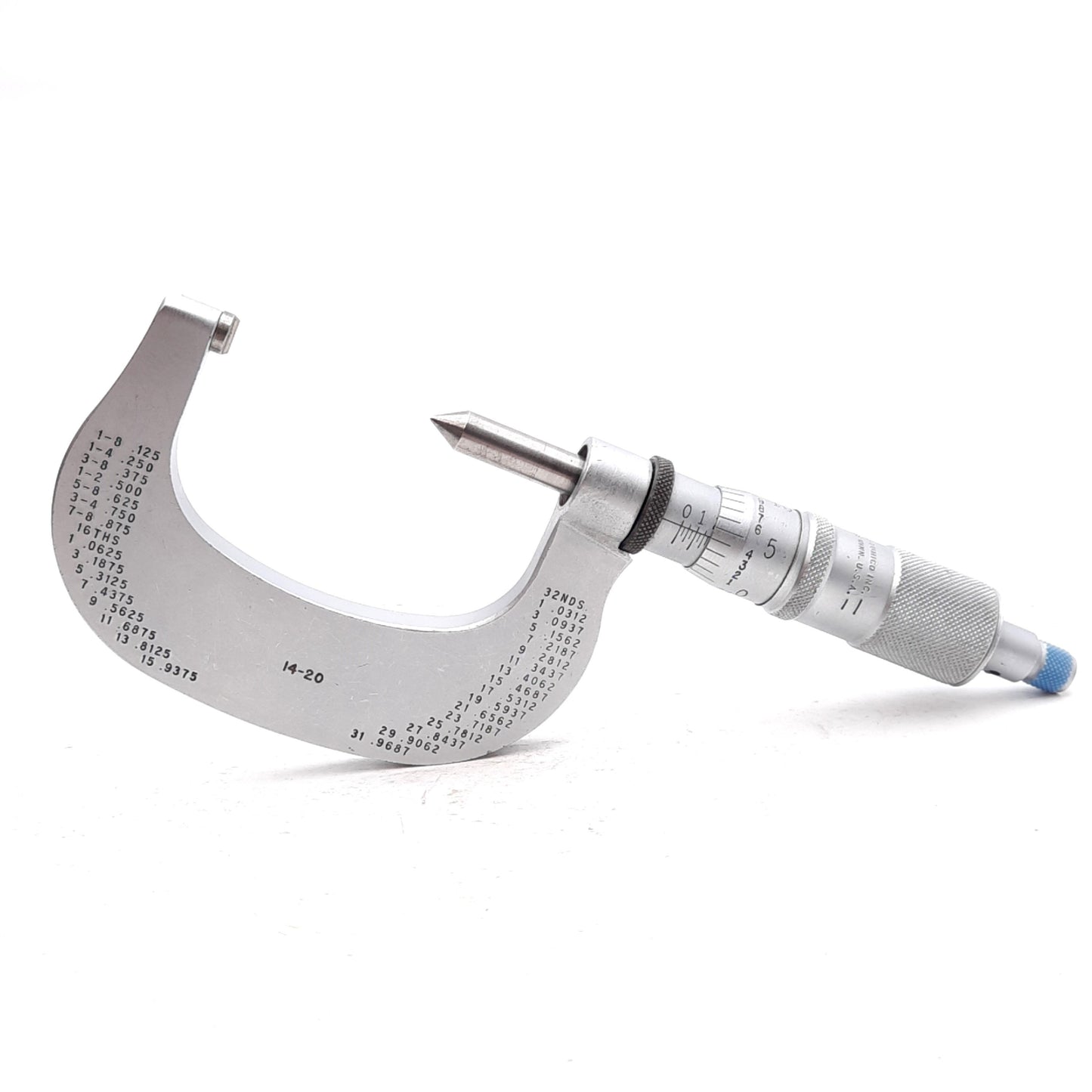 Used Scherr-Tumico 08-8063-04 Screw Thread Micrometer 1-2in Range, 0.001in, 14-20 TPI