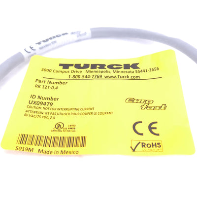 New Turck RK 12T-0.4 UX09479 Cordset, M12 12-Pin Female to Flying Leads, 0.4m Length