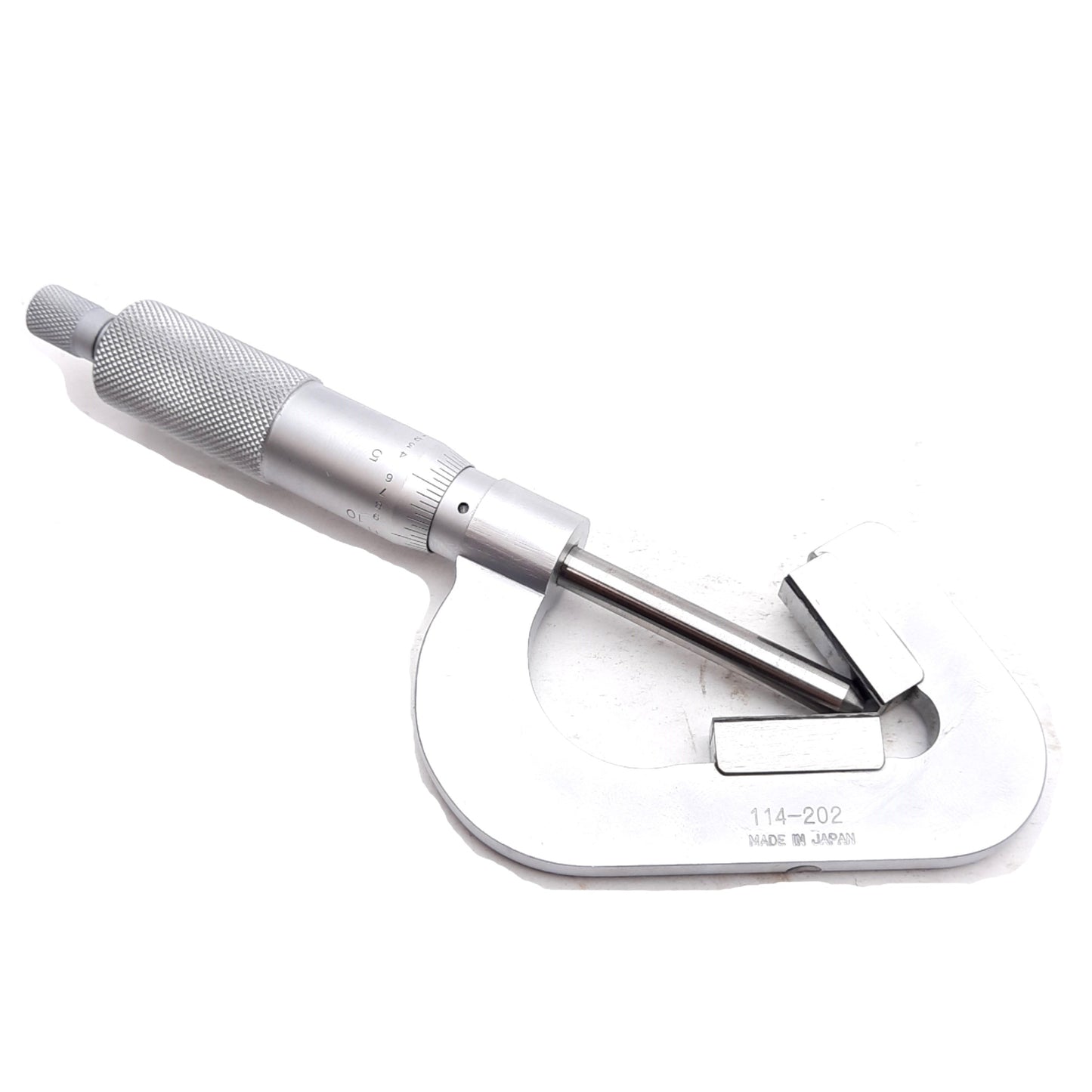 Used Mitutoyo 114-202 3 Flute V-Anvil Micrometer 0.093-1in Range, 0.0001in Graduation