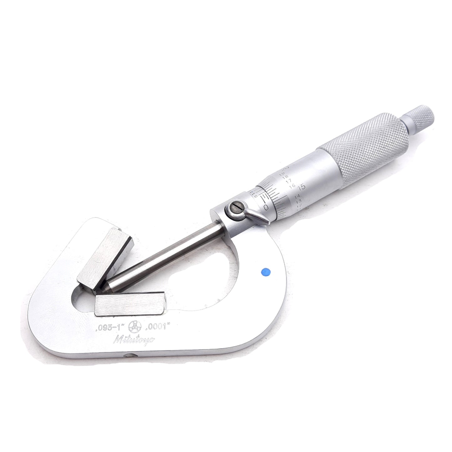 Used Mitutoyo 114-202 3 Flute V-Anvil Micrometer 0.093-1in Range, 0.0001in Graduation