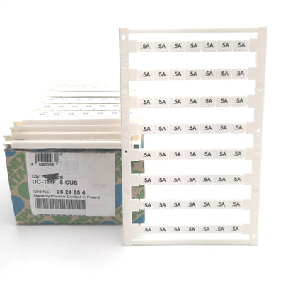 New – Open box Lot of 5 Phoenix Contact UC-TMF 8 CUS Terminal Block Sheets, Marking: ".5A"
