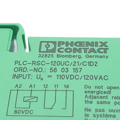 New – Open box Lot of 2 Phoenix Contact PLC-RSC-120UC/21/C1D2 5603157 Relay Module