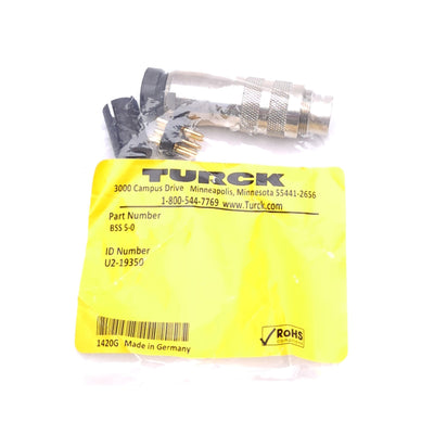 New Turck BSS 5-0 U2-19350 Field Wireable Connector, M16 5-Pin Male, Solder Contact