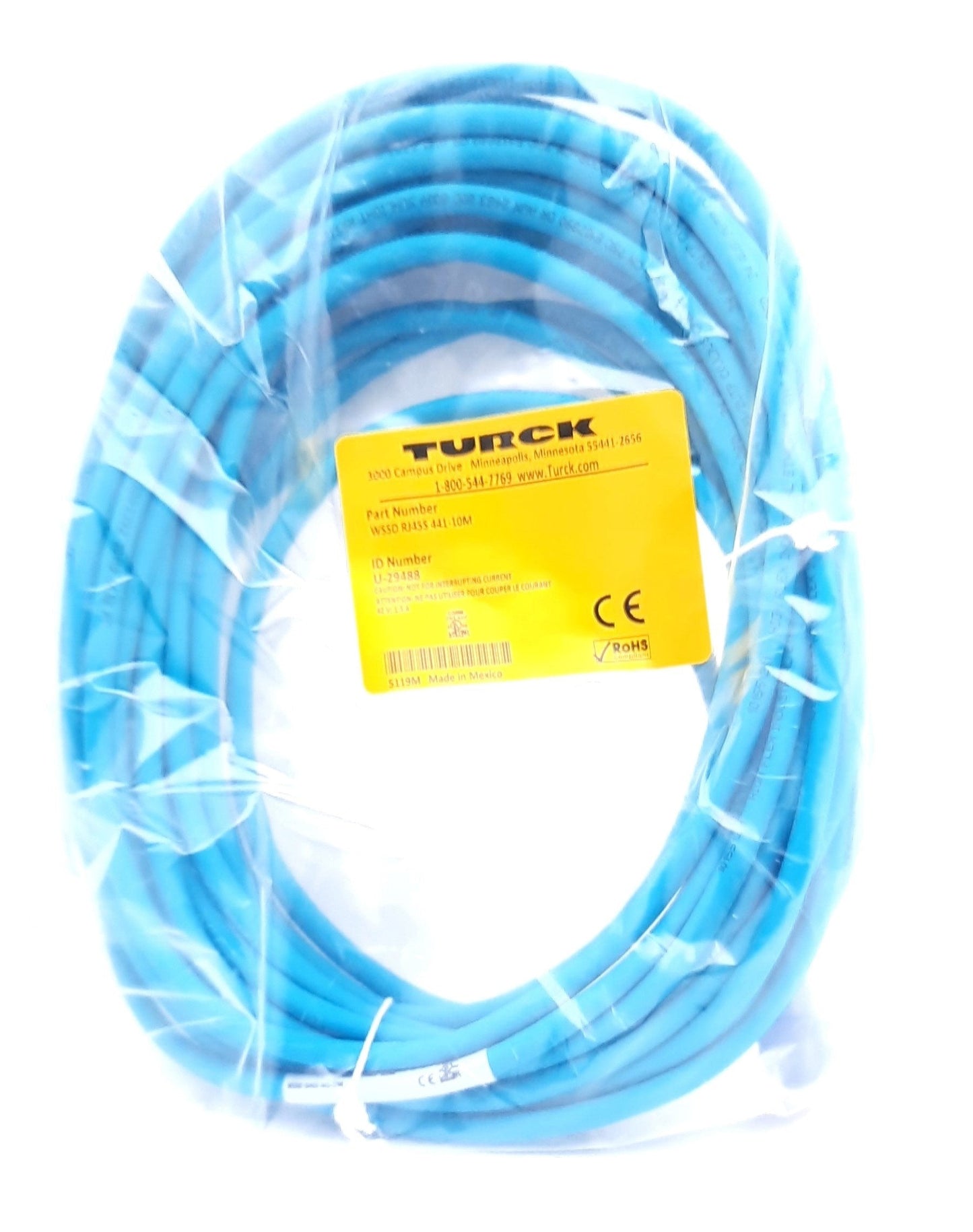 New Turck WSSD RJ45S 441-10M Cordset Ethernet RJ45 to 4 Pin M12 Male Right Angle