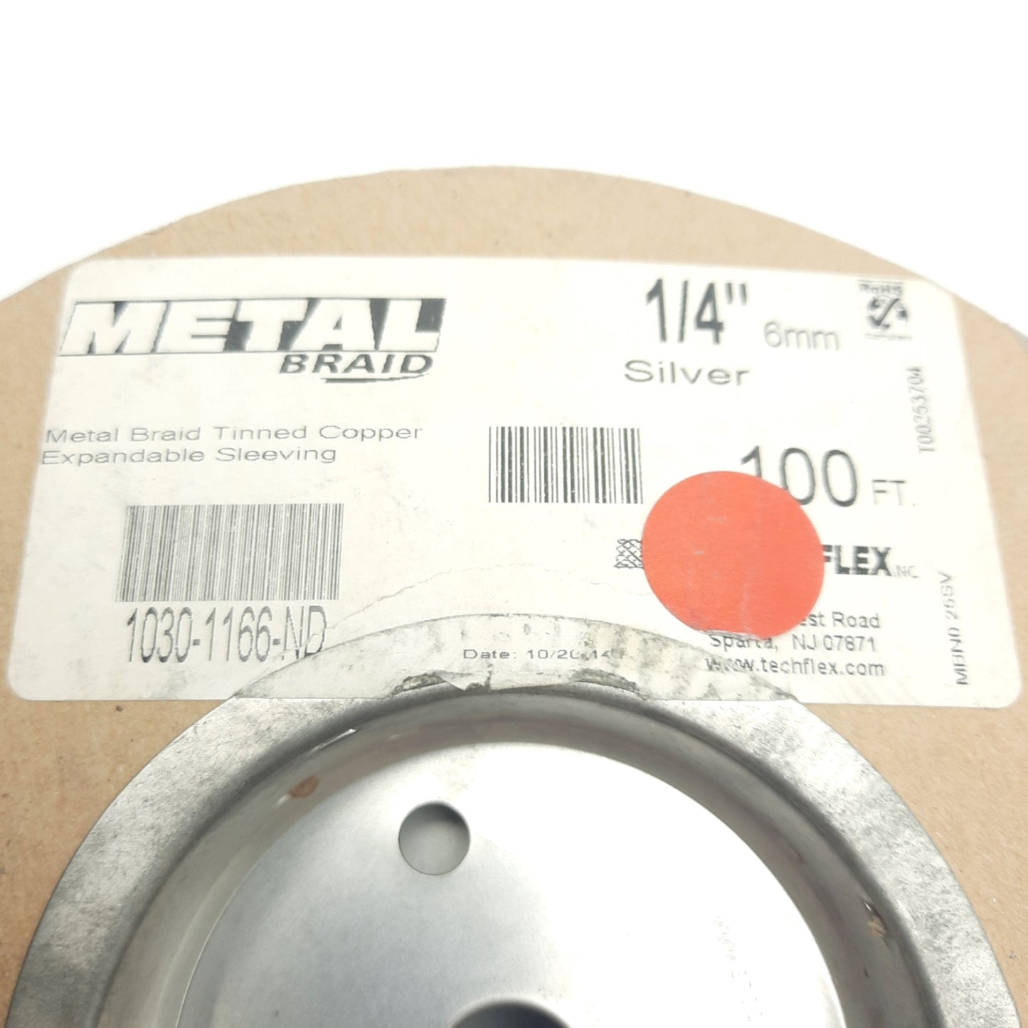 New – Open box Techflex Flexo Tinned Copper MBN0.25SV 50ft 1/4" Silver Expandable Sleevings