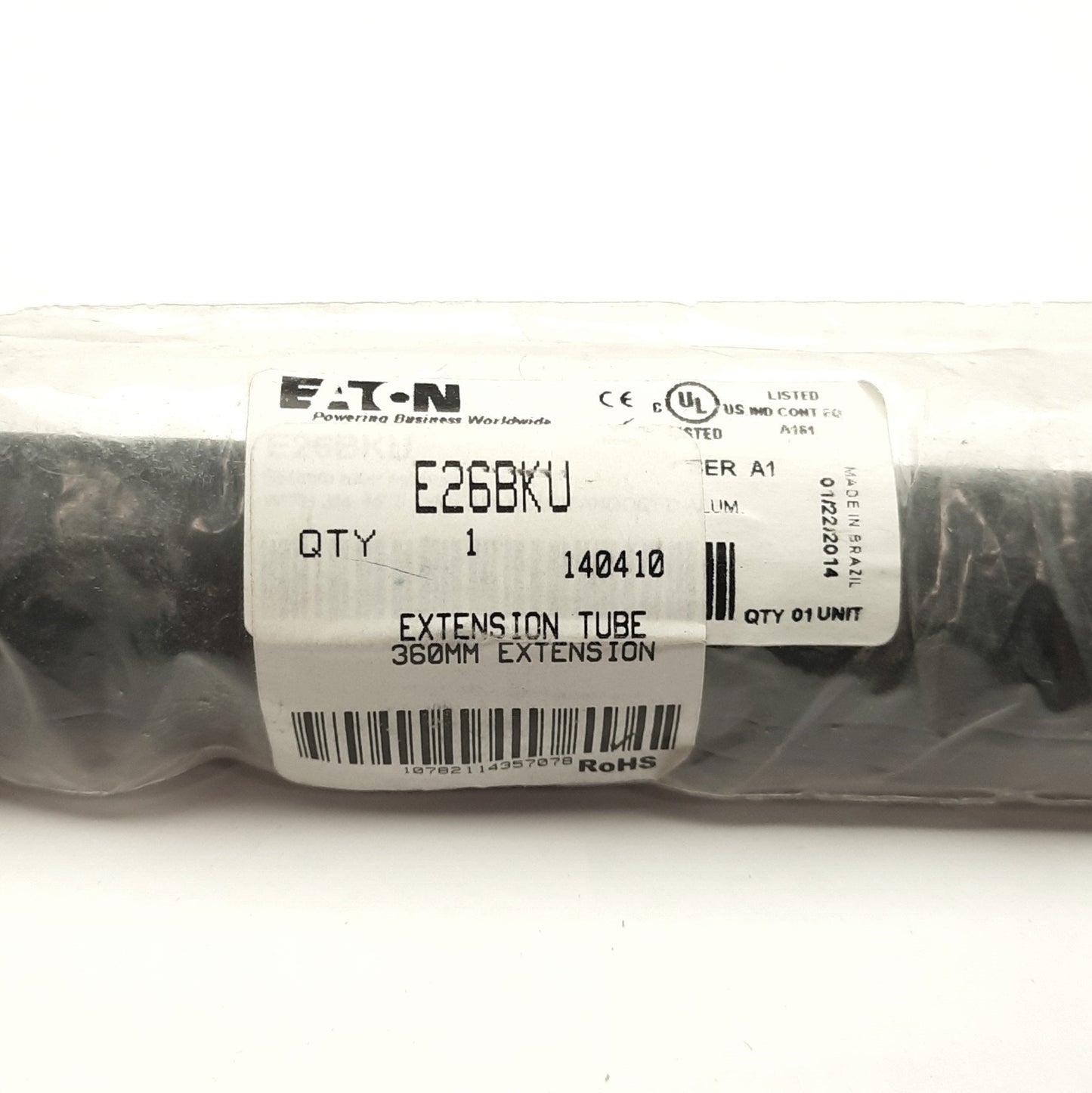 Used Eaton E26BKU E26 Series Stack Light Extension Tube, Aluminum, 360mm, 3/4"NPT