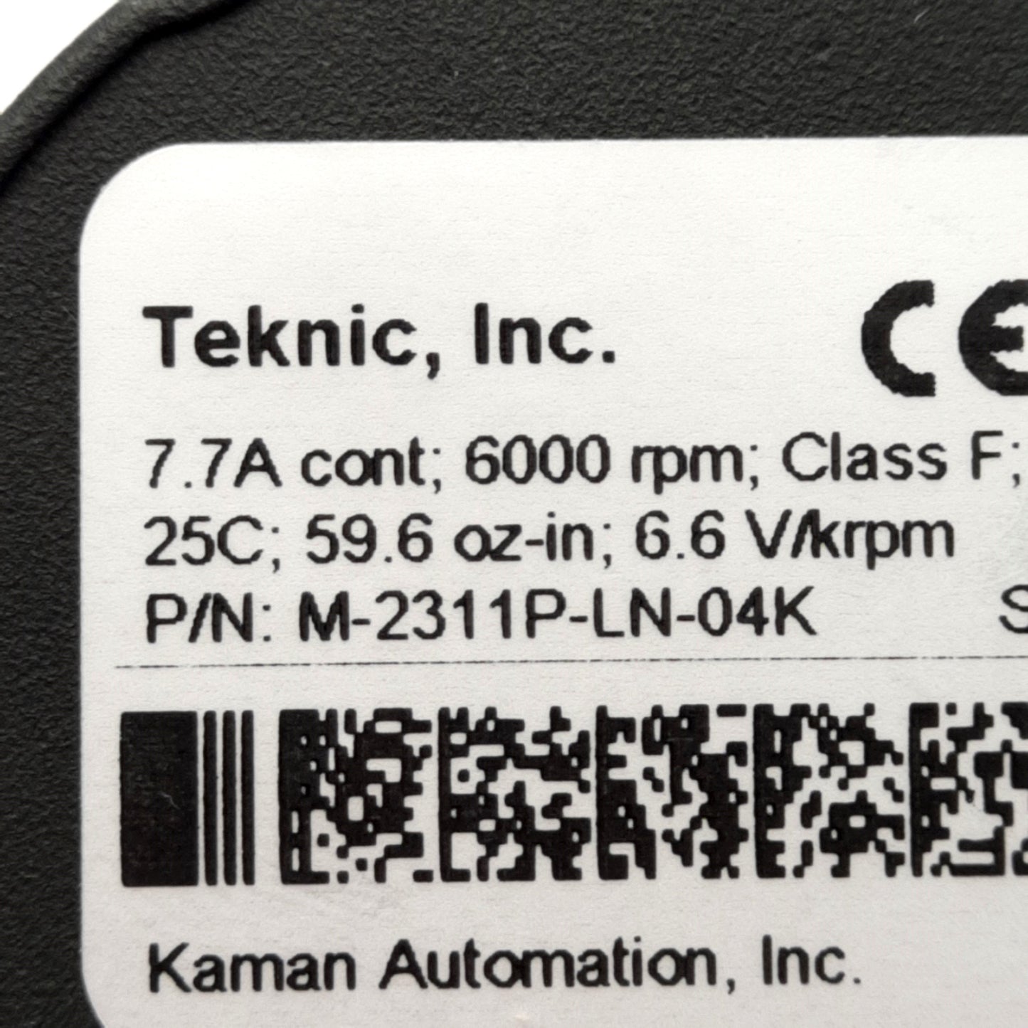 New Teknic M-2311P-LN-04K Servo Motor, 6.6V/krpm 7.7A, 6000rpm, 59.6oz-in, NEMA 23