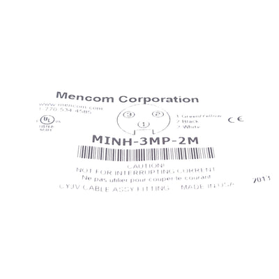 New Mencom MINH-3MP-2M Cordset, 3-Pin 7/8-16UN2 Male to Flying Leads, 600V 18A, 2m