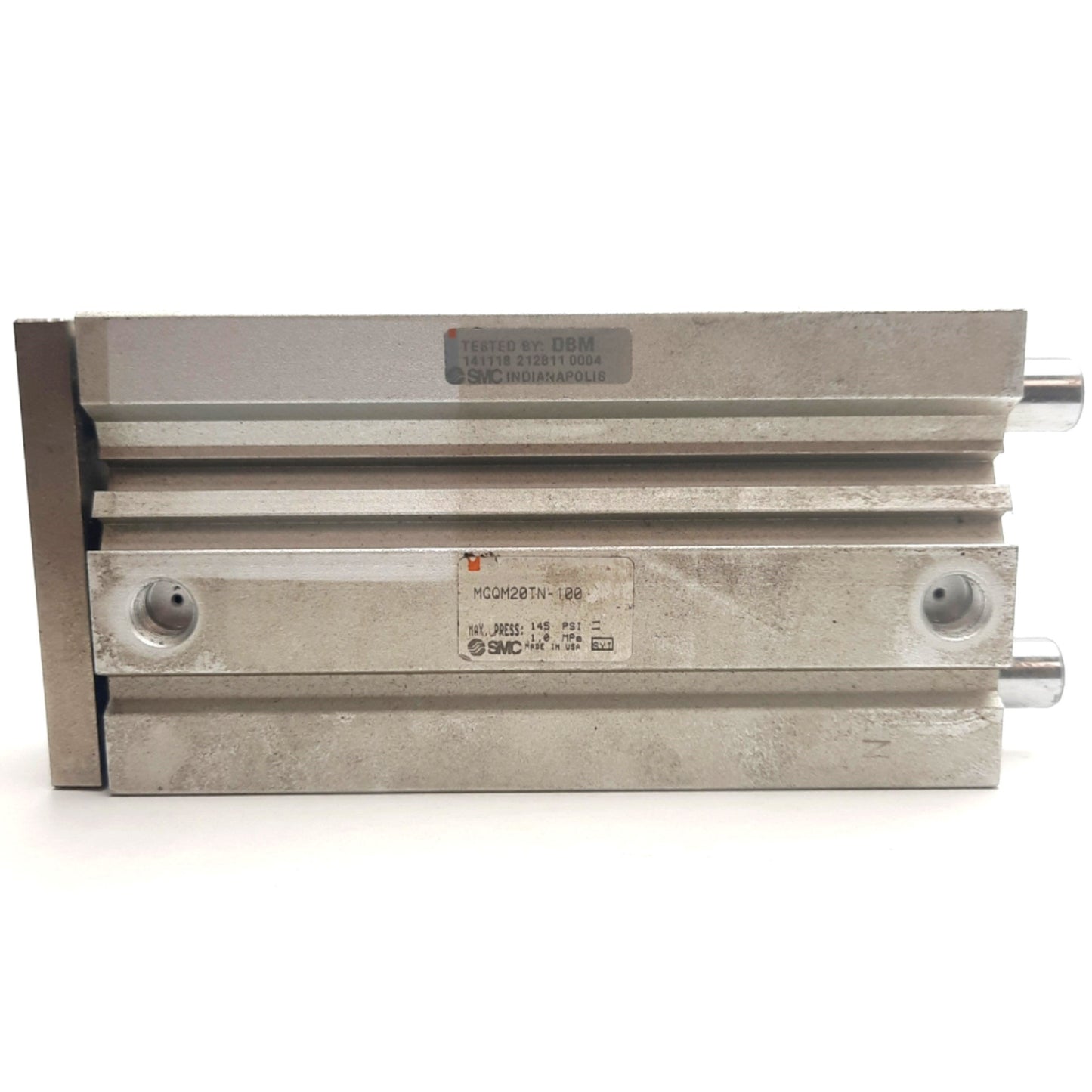 Used SMC MGQM20TN-100 Compact Guided Cylinder 20mm Bore, 100mm Stroke, 1/8" NPT
