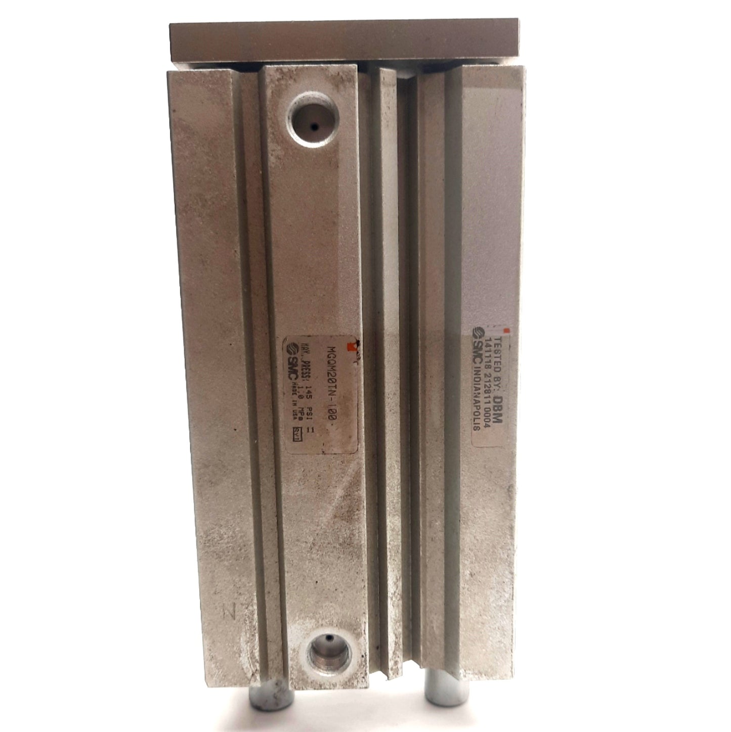 Used SMC MGQM20TN-100 Compact Guided Cylinder 20mm Bore, 100mm Stroke, 1/8" NPT