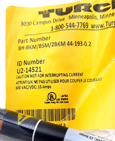 New Turck BH-BKM/BSM/2BKM 44-193-0.2 Big H Splitter Cable 3 Branch M16 600V 15A