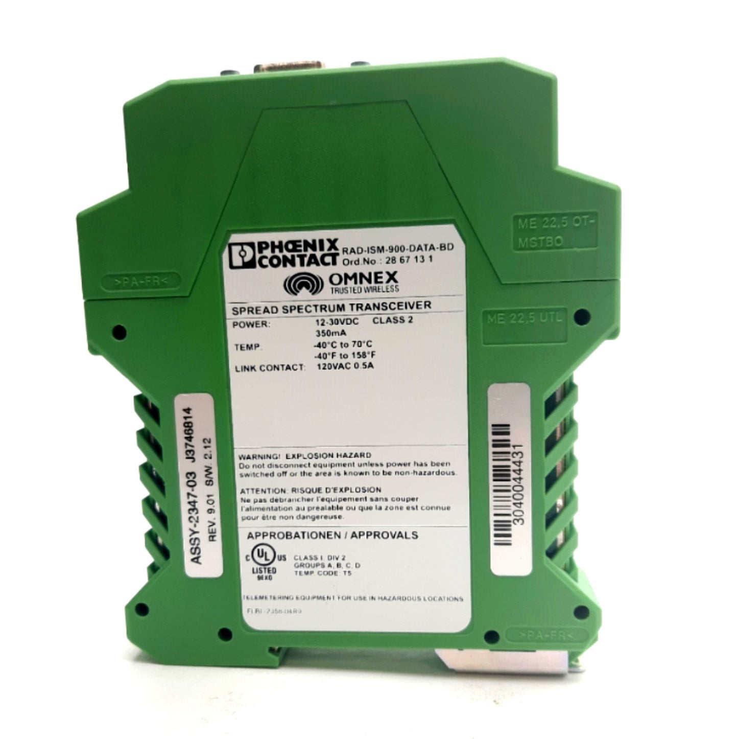 New Phoenix Contact RAD-ISM-900-DATA-BD Wireless Transceiver 24VDC, 110mA, 900MHz