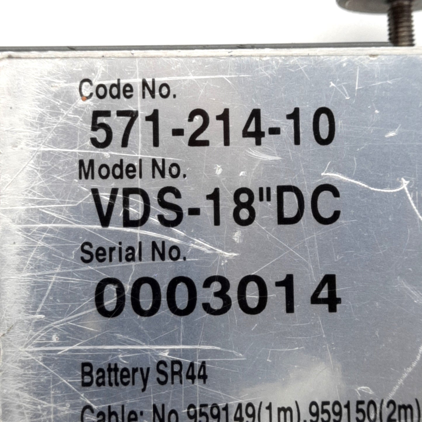 Used Mitutoyo 571-214-10 Digimatic Depth Gage, 0-18in, 0.0005in Resolution, ±0.002in