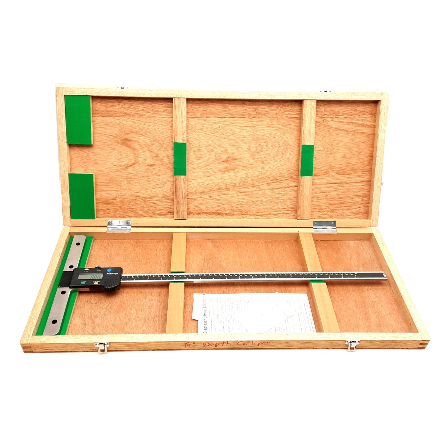 Used Mitutoyo 571-214-10 Digimatic Depth Gage, 0-18in, 0.0005in Resolution, ±0.002in