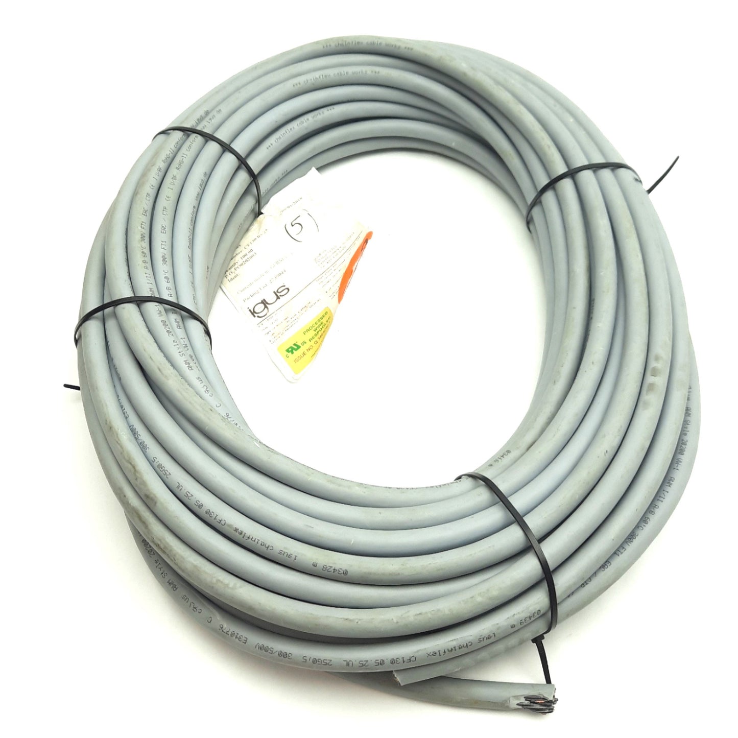 Used Igus CF130-05-25 Chainflex Control Cable, 300V Rating, 25 Conductor, 20AWG, 90Ft