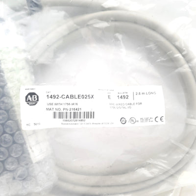 New Allen Bradley 1492-Cable025x Ser E Pre-Wired Cable for 1756-IA16 Module, 2.5m