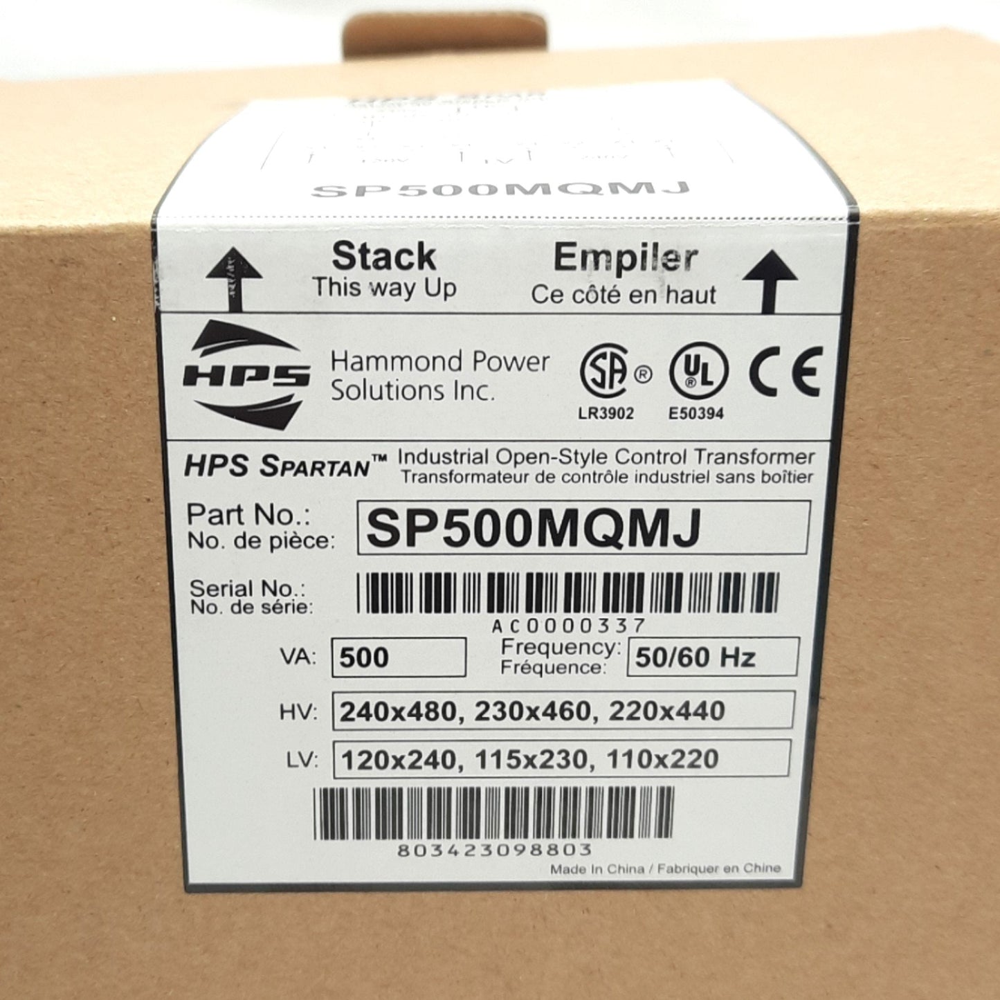 New Hammond SP500MQMJ Power Transformer 110/240VAC Primary, 220/440VAC 2ndary, 500VA