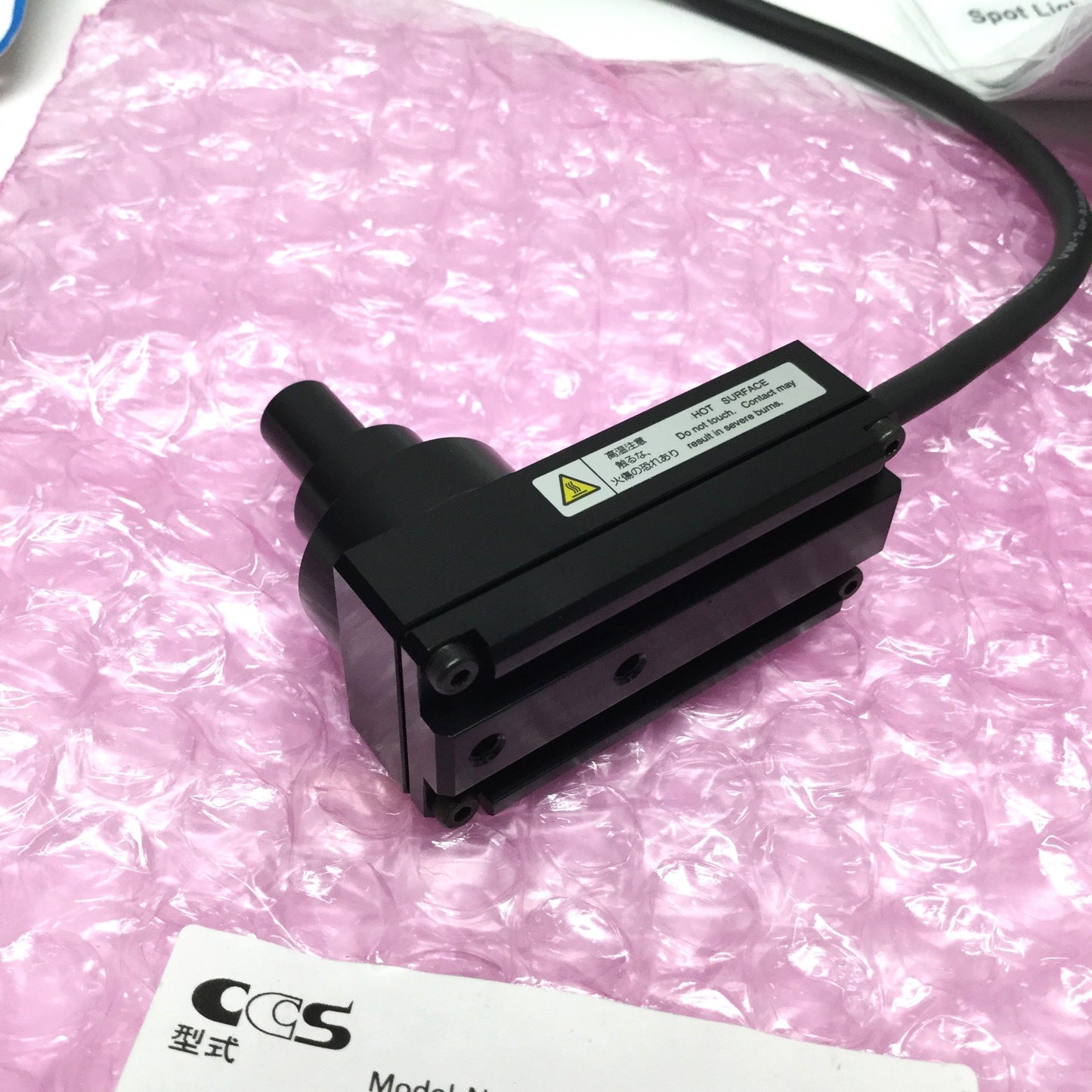 New – Open box CCS HLV3-22BL-2 Machine Vision L-Type Spot Light, Blue LED 465nm, Ø8mm Tip