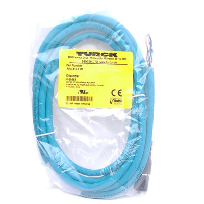 New Turck RJ45S 841-2.5M U-18563 Ethernet Cable, RJ45 Male to Flying Leads, 2.5m