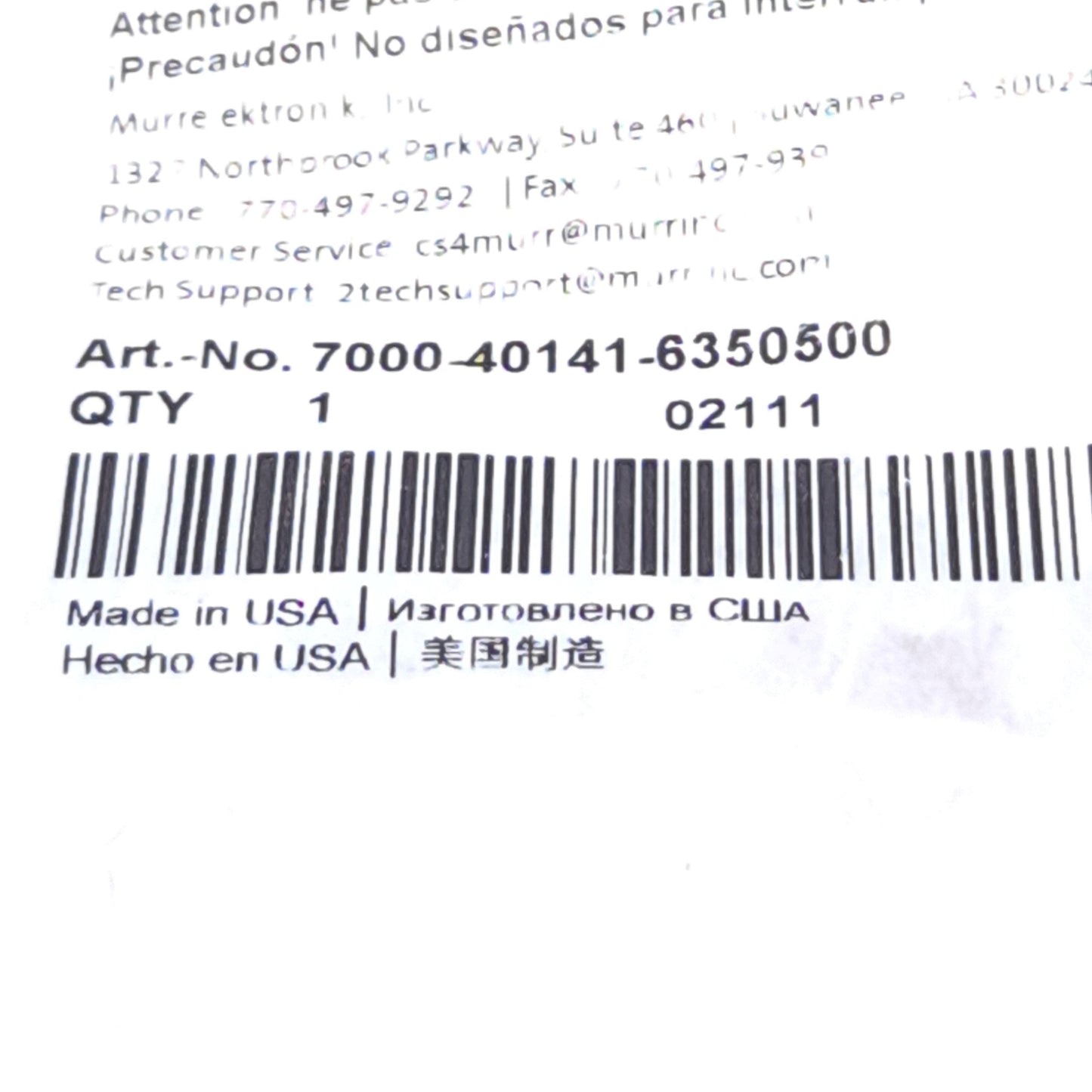 New Murr Elektronik 7000-40141-6350500 Cable, M12 5-Pin Male/Female, 5m Length