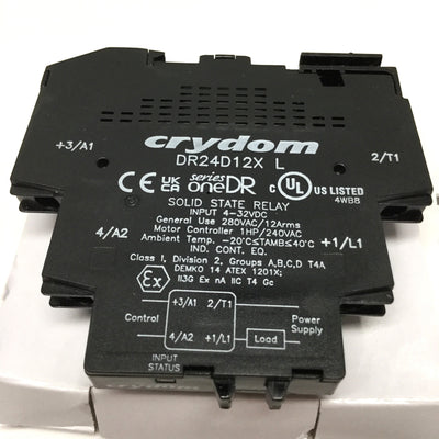 New Crydom DR24D12X Solid State Relay SSR, 4-32VDC Control Input, 280VAC 12A Load