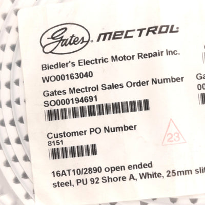 New Gates Mectrol 16AT10/2890 Open Ended Timing Belt, AT 10mm Pitch, 2890mm Length