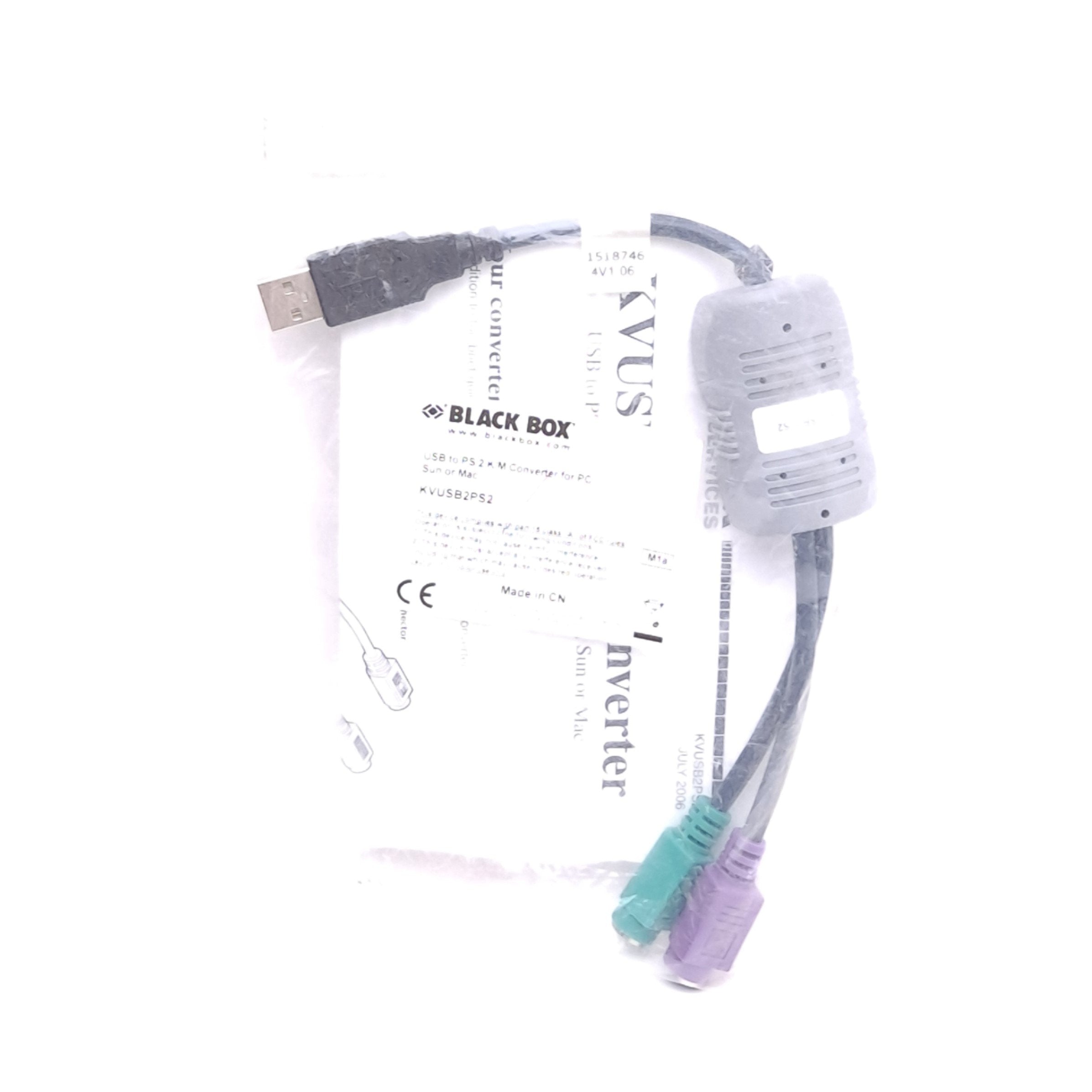 Black Box KVUSB2PS2 USB to PS/2 Converter Cable USB Type A to 2x 6-Pin ...