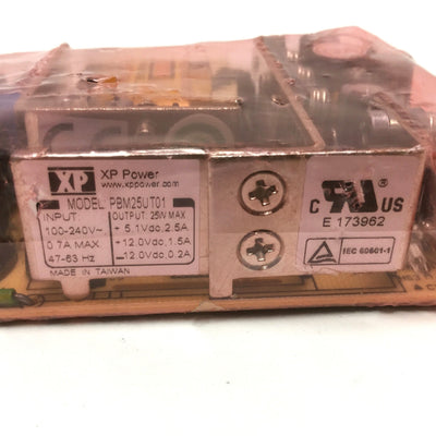 New XP Power PBM25UT01 Medical Power Supply, 100-240VAC In, +5.1/±12VDC Out 25W
