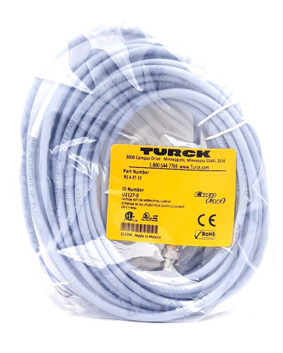 New Turck RS 4.4T-10 Actuator and Sensor Cable Cordset M12 4 Pin Male 250V 4A