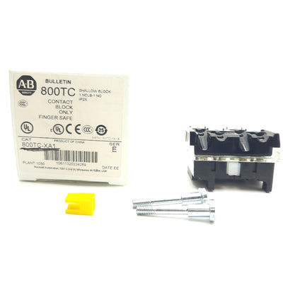 New Allen Bradley 800TC-XA1 Shallow Contact Block 1 N.O., 1 N.C.L.B., 30mm, 600V